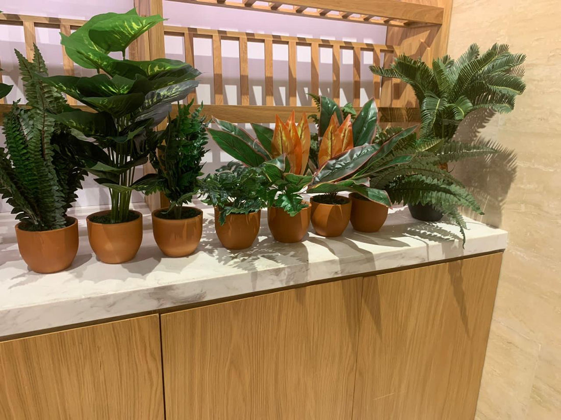 Lush Green Combo – Set of 8 Premium Artificial Plants in Ceramic Pots