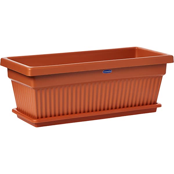 Rectangular Plastic Planter with Tray