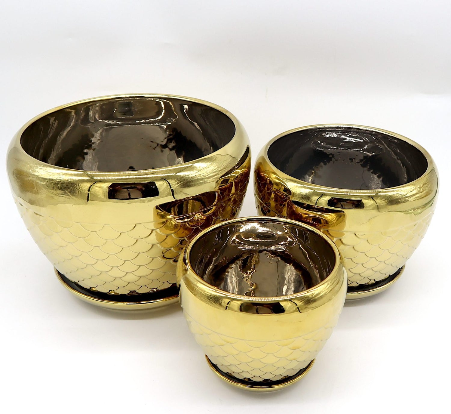 Ceramic Golden “Peacock feather” Flower Pot