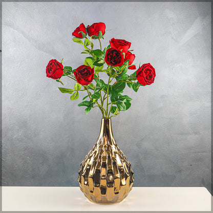 Artificial 4heads Rose Flower Stem