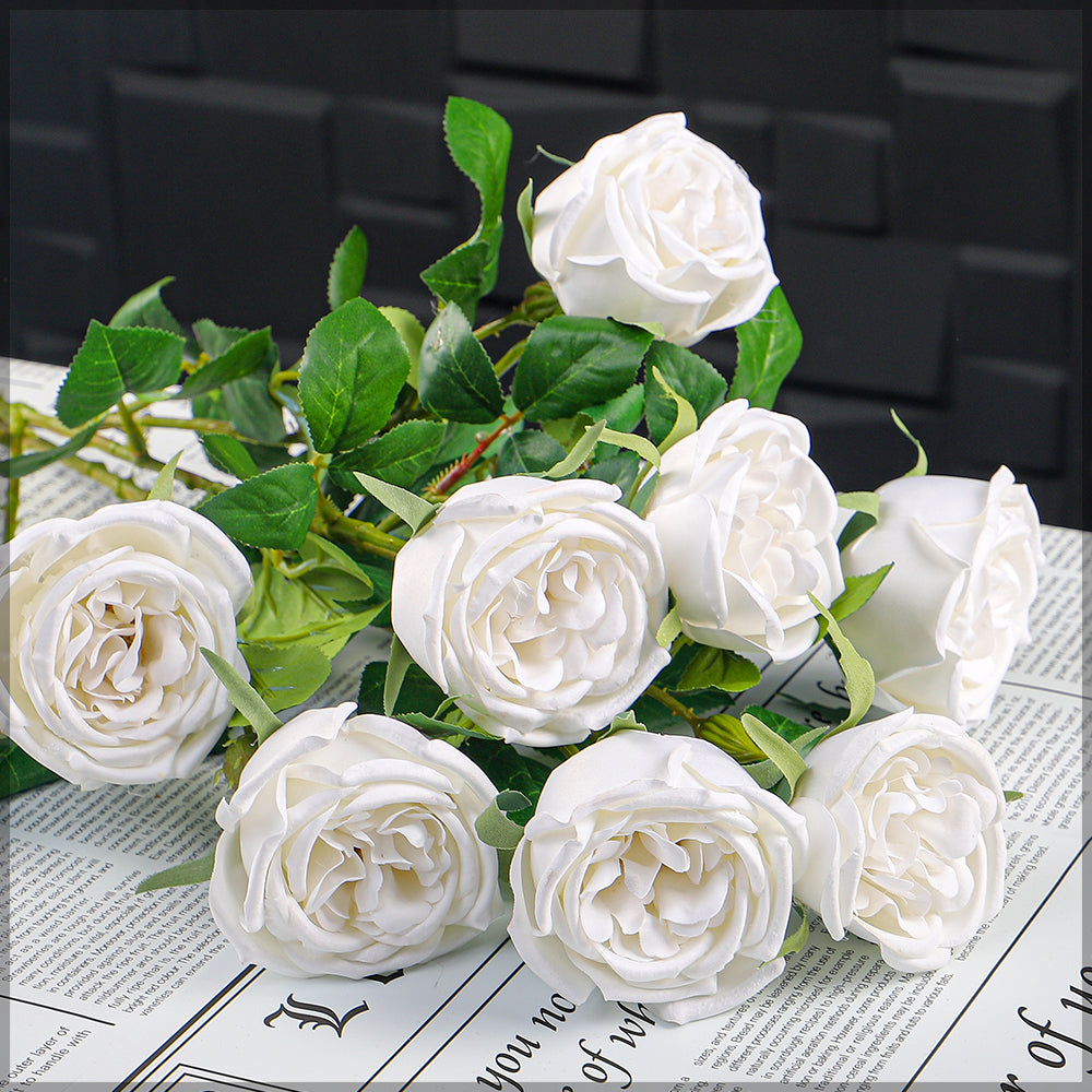 Artificial 4heads Rose Flower Stem