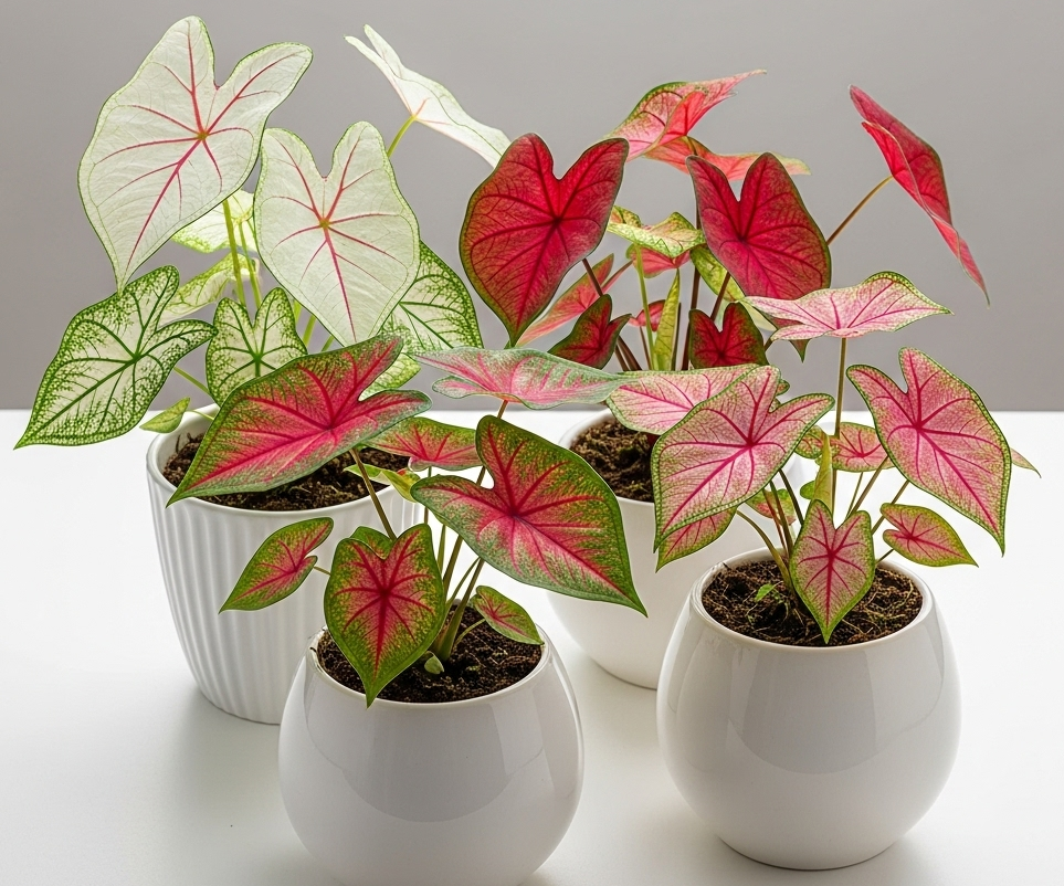 Colorful Caladium Gift 4 Pieces | Indoor Plants |Ceramic Plants| Office Plants | Home Plants